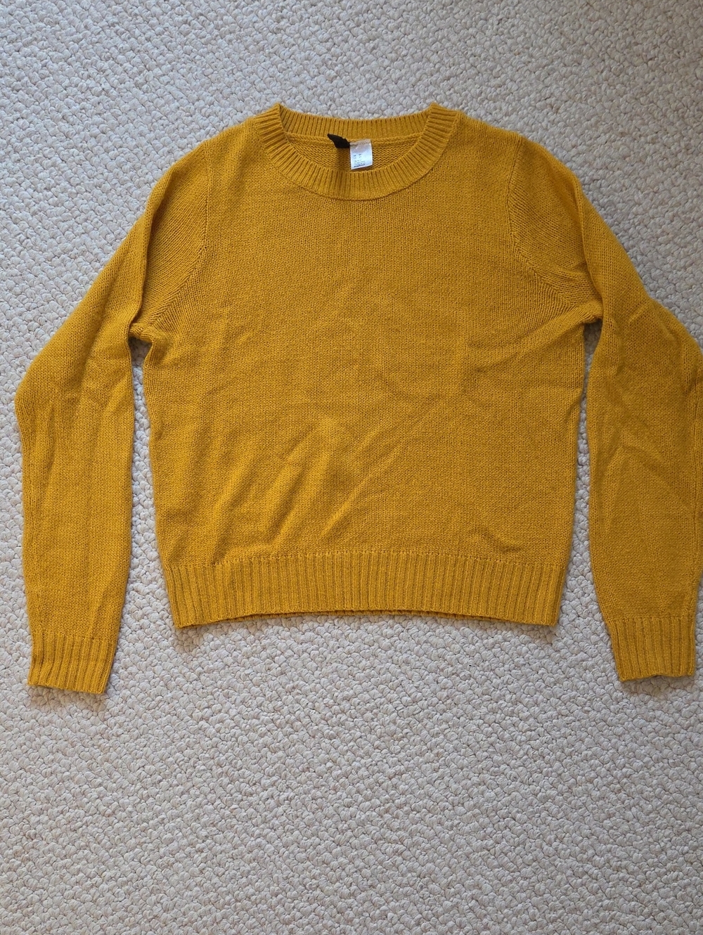 H&M Mustard Crewneck Sweater - Lightweight Knit Pullover